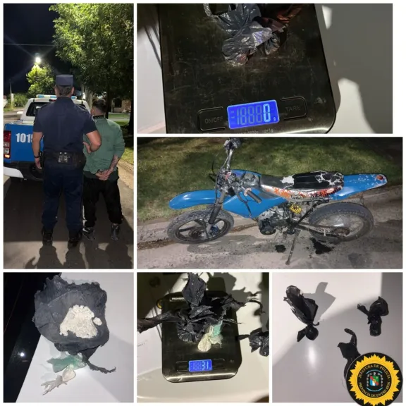 Motociclista Detenido con Drogas y Dinero en Efectivo Incautado